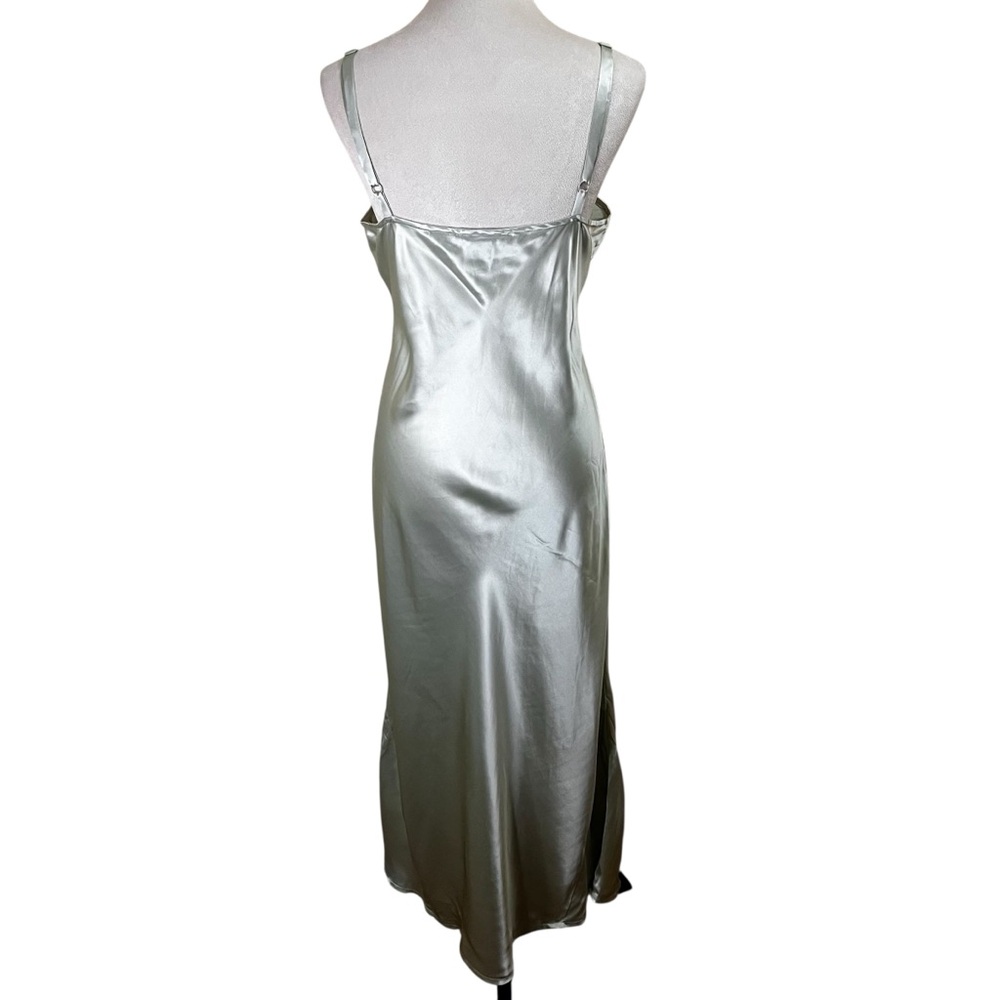 Vintage 90s 100% Silk Slip Maxi Dress | Pistachio Celery Green | Size L | Tweeds - Picture 3 of 12